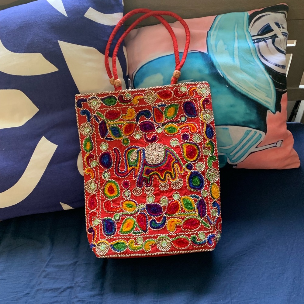 Handmade Indian Handbag with Elephant Design